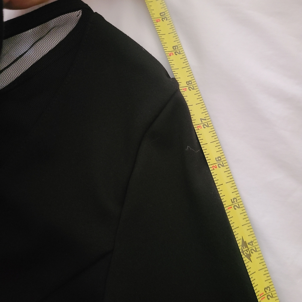 Marcella Mesh Inset Long Sleeve Fitted Roxanne Dress Black Sz M - Picture 12 of 13